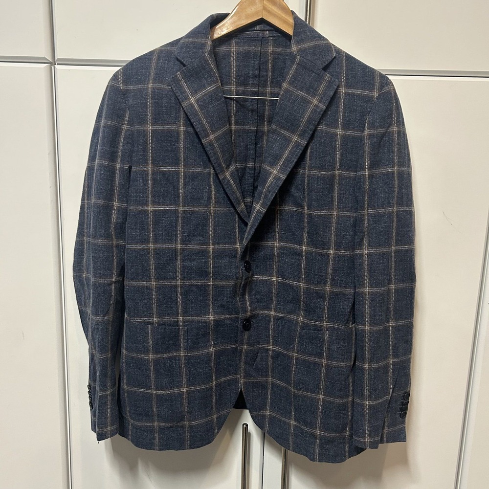L.B.M. 1911 Tailored Limited Edition Blue Windowpane Sport Coat Blazer Mens